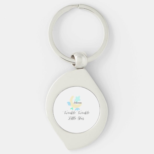 twinkle twinkle little star blue stars yellow moon key ring (Front)