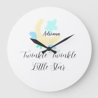 twinkle twinkle little star blue stars yellow moon large clock
