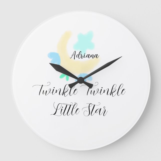 twinkle twinkle little star blue stars yellow moon large clock (Front)