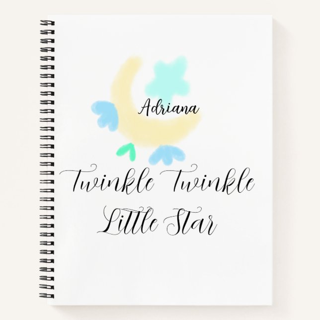 twinkle twinkle little star blue stars yellow moon notebook (Front)