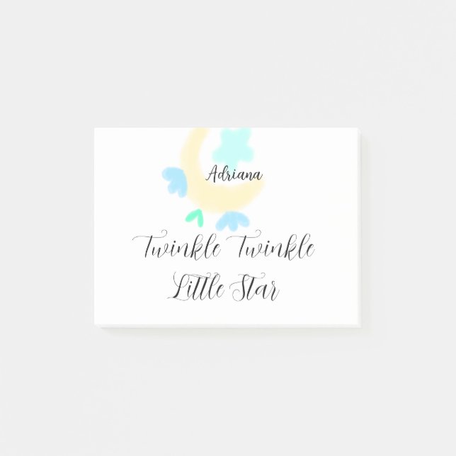 twinkle twinkle little star blue stars yellow moon post-it notes (Front)