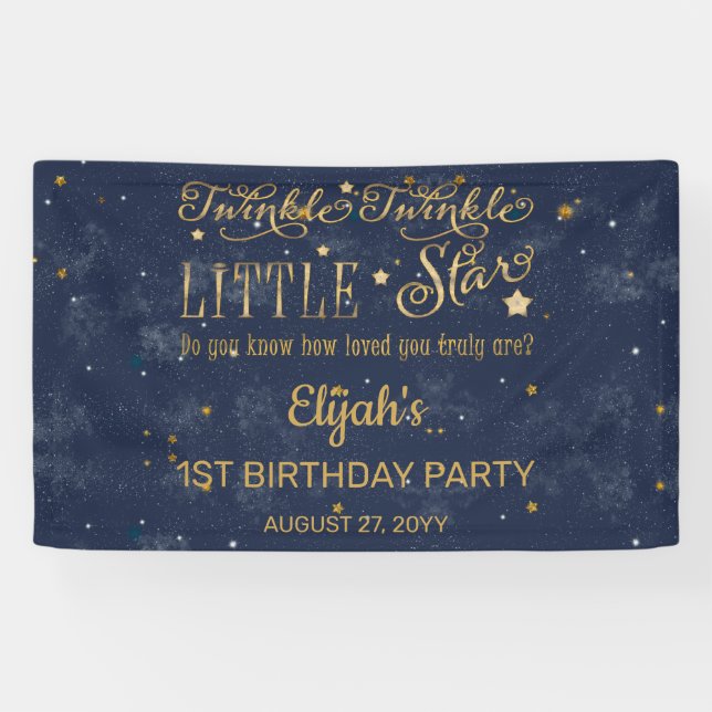 Twinkle Twinkle Little Star Boy 1st Birthday Party Banner (Horizontal)