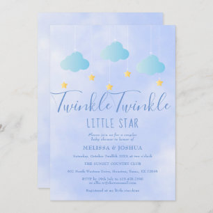Twinkle Twinkle Little Star Boy Blue Baby Shower Invitation