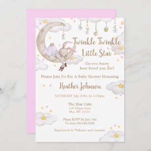 Twinkle Twinkle Little Star Bunny Baby Shower Invitation