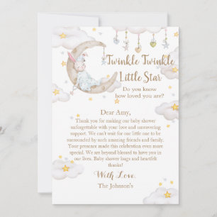 Twinkle Twinkle Little Star Bunny Baby Shower Thank You Card