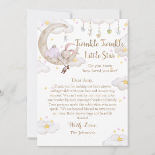 Twinkle Twinkle Little Star Bunny Baby Shower Thank You Card