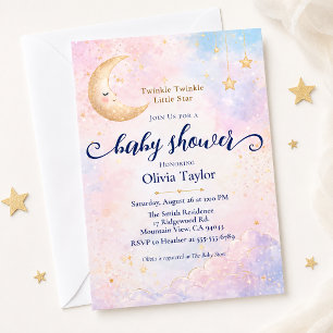 Twinkle Twinkle Little Star Celestial Baby Shower Invitation