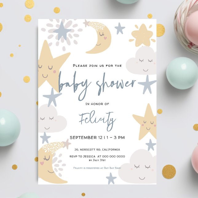 Twinkle Twinkle Little Star Celestial Baby Shower  Invitation (Creator Uploaded)