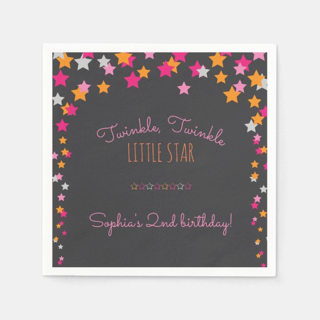 Twinkle Twinkle Little Star Chalkboard Birthday Napkin (Front)