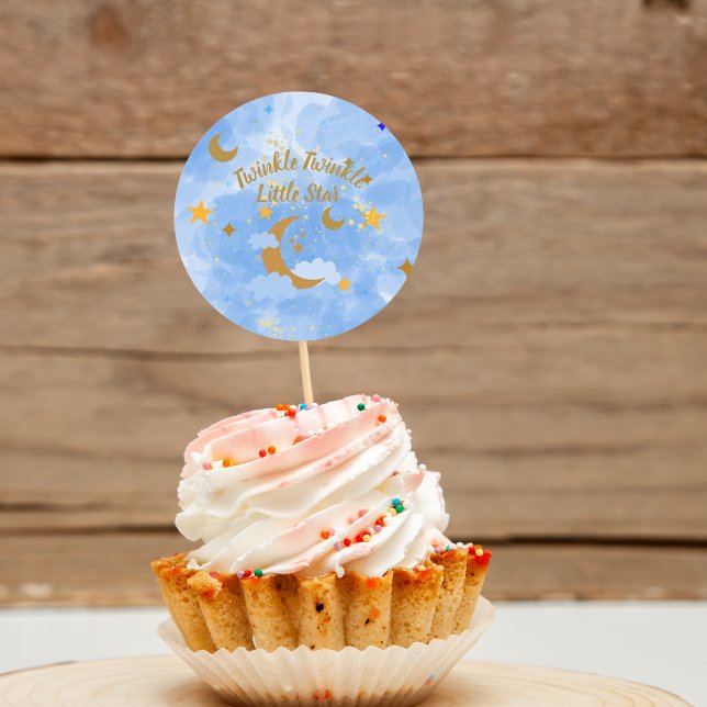 Twinkle Twinkle Little Star Cupcake Toppers Classic Round Sticker (Creator Uploaded)
