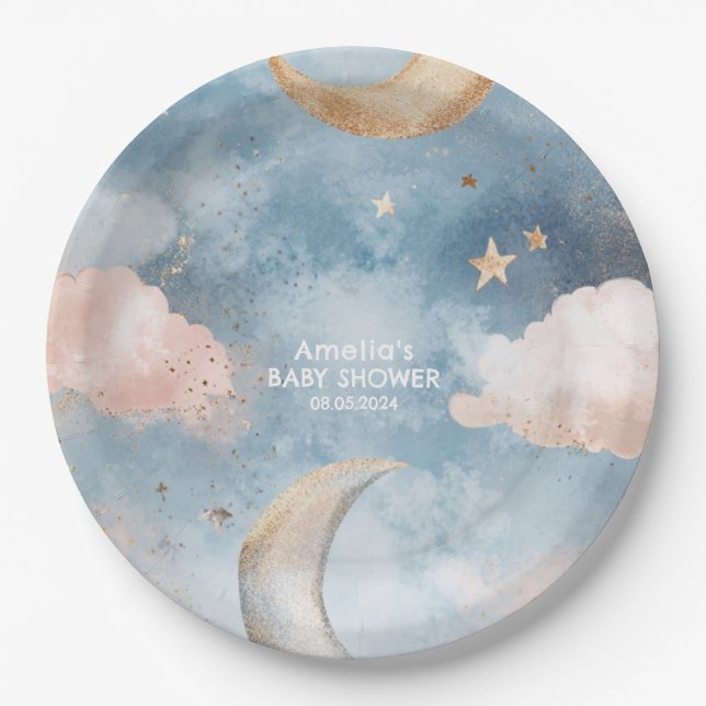Twinkle twinkle little star Cute Baby Shower Paper Plate (Front)