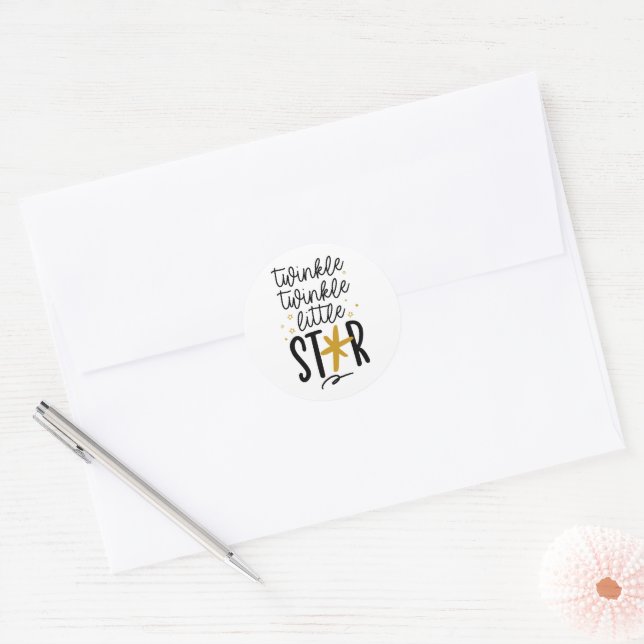 Twinkle Twinkle Little Star Doodle Classic Round Sticker (Envelope)