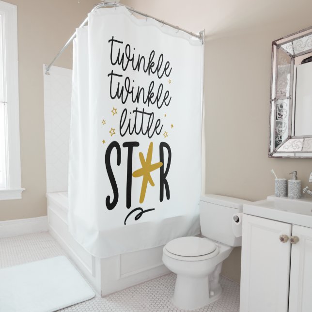 Twinkle Twinkle Little Star Doodle Shower Curtain (In Situ)