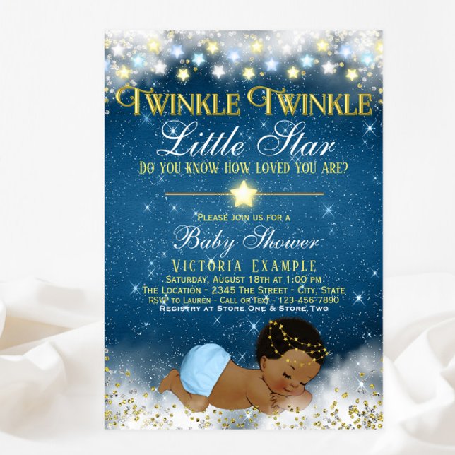 Twinkle Twinkle Little Star Ethnic Boy Baby Shower Invitation (Creator Uploaded)