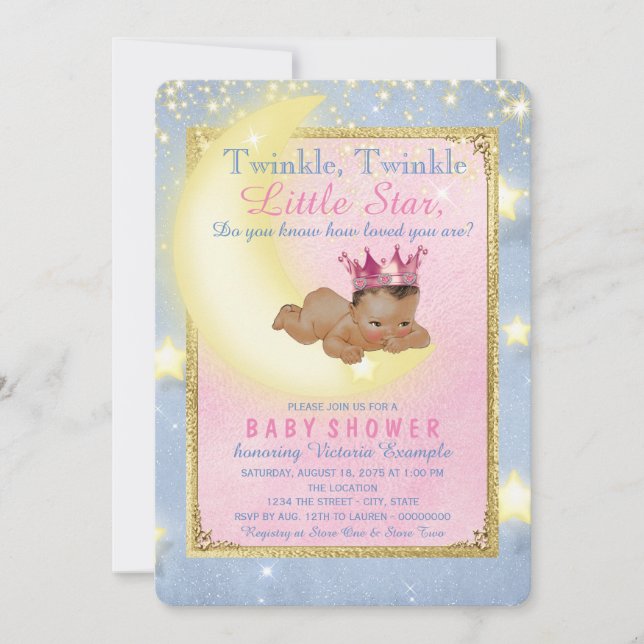 Twinkle Twinkle Little Star Ethnic Girl Shower Invitation (Front)