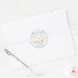 Twinkle Twinkle Little Star First Birthday Blue Classic Round Sticker