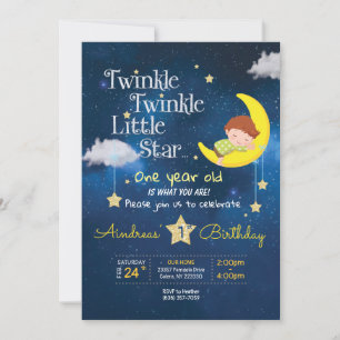Twinkle Twinkle Little star First birthday Invitat Invitation