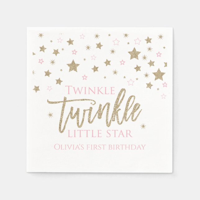 Twinkle Twinkle Little Star first birthday Napkins (Front)