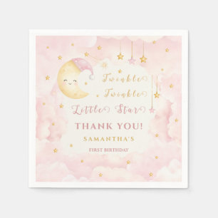 Twinkle Twinkle Little Star First Birthday Pink Napkin