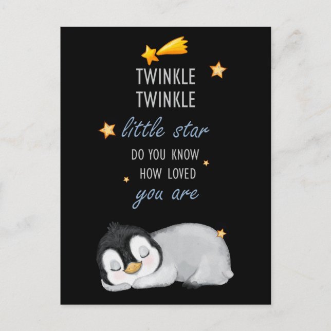 Twinkle, Twinkle Little Star for Sleep Penguin  Postcard (Front)