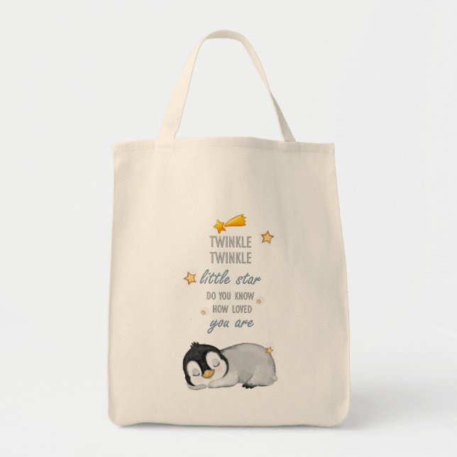 Twinkle, Twinkle Little Star for Sleep Penguin  Tote Bag (Front)