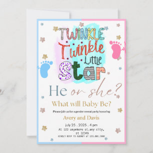 Twinkle Twinkle Little Star Gender Reveal Invitation