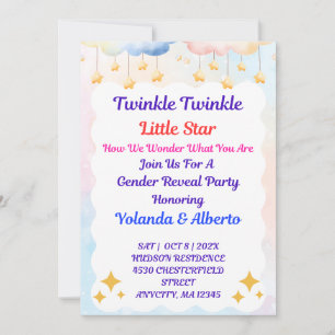 Twinkle Twinkle Little Star Gender Reveal Invite