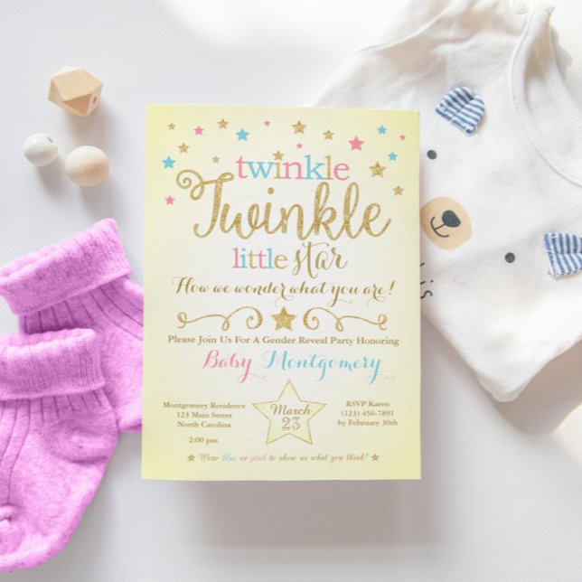 Twinkle Twinkle Little Star Gender Reveal Invite (Creator Uploaded)