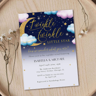 Twinkle Twinkle Little Star Gender Reveal Party Invitation
