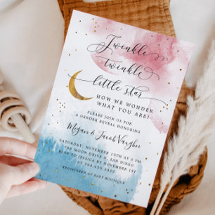 Twinkle Twinkle Little Star Gender Reveal Party Invitation