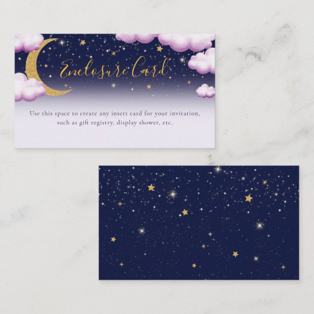 Twinkle Twinkle Little Star Girl First Birthday Enclosure Card (Front/Back)
