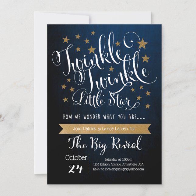 Twinkle Twinkle Little Star Invitation (Front)