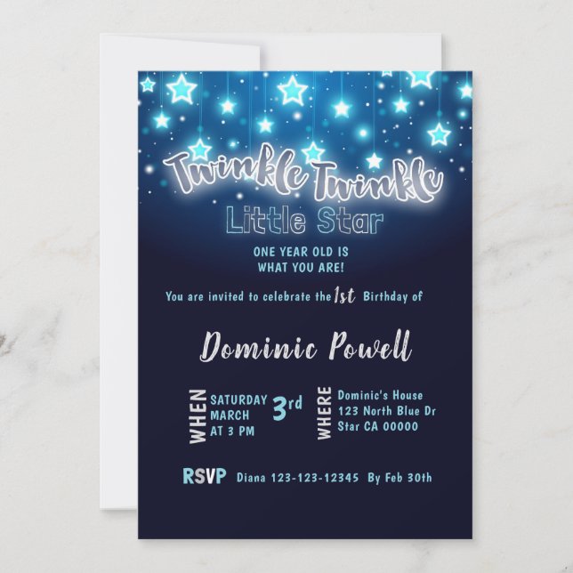 Twinkle Twinkle Little Star Invitation (Front)