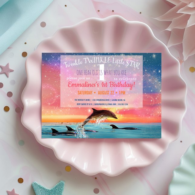 Twinkle Twinkle Little Star Magical Sea Birthday Invitation (Creator Uploaded)