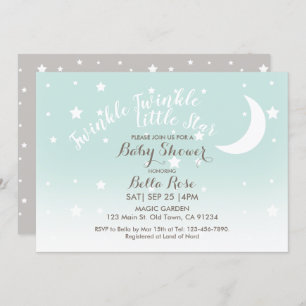 Twinkle twinkle little star mint baby shower invitation