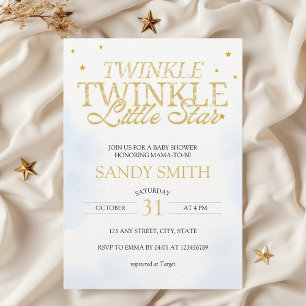 Twinkle Twinkle Little Star Moon Baby Shower Invitation