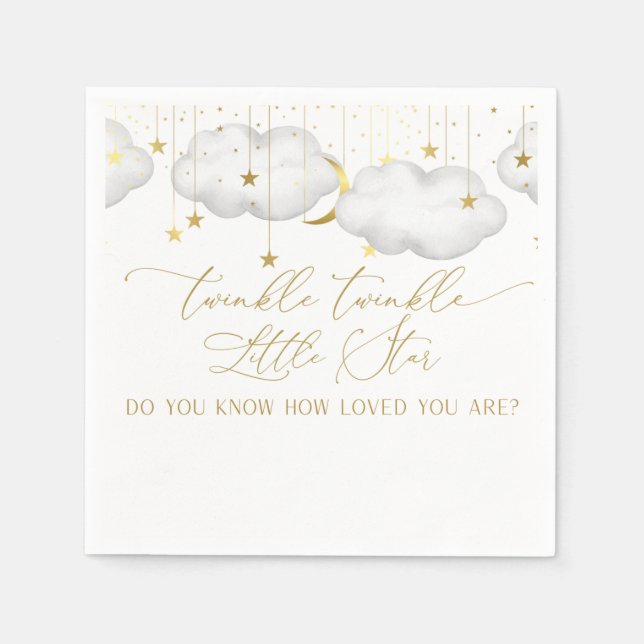 Twinkle Twinkle Little Star Napkins, Moon and Star Napkin (Front)