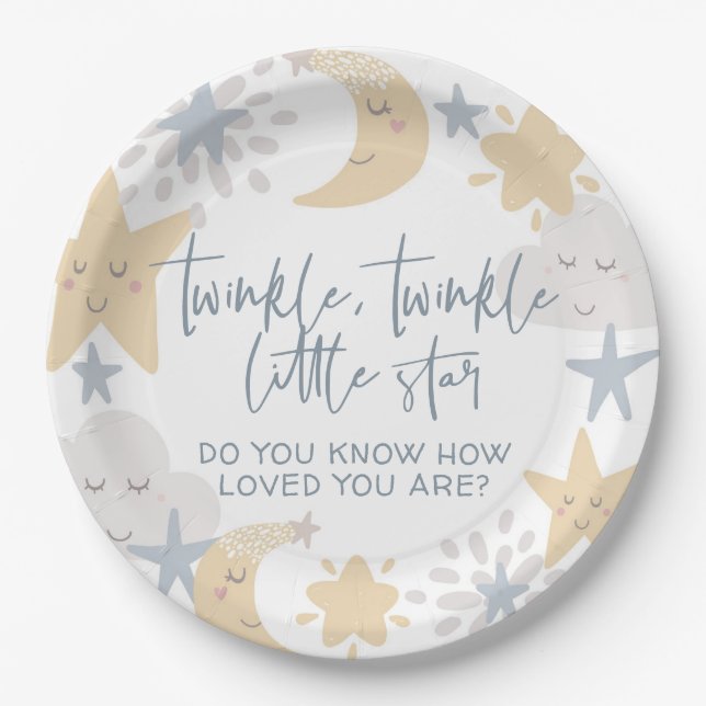 Twinkle Twinkle Little Star Nursery Baby Shower  Paper Plate (Front)