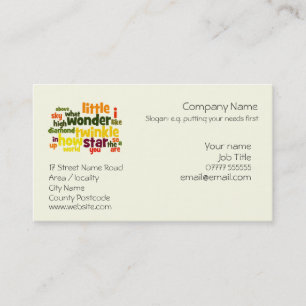 Twinkle, Twinkle Little Star nursery care Business Card