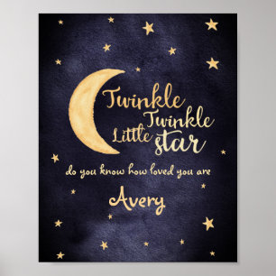 Twinkle Twinkle little star nursery watercolor Poster