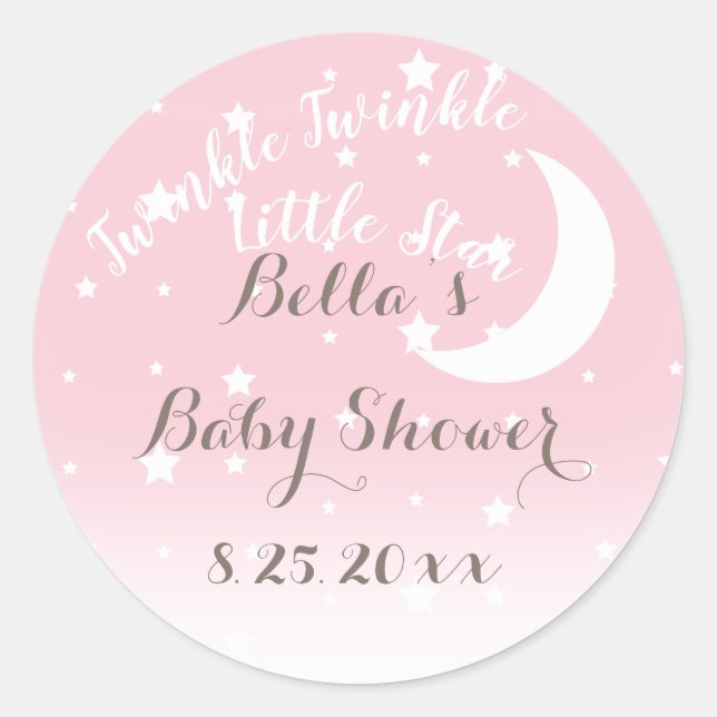 Twinkle Twinkle Little Star Pale Pink Stickers (Front)
