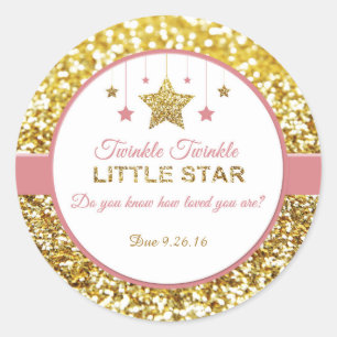 Twinkle Twinkle little star pink and gold stickers