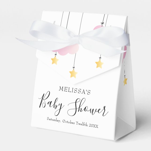 Twinkle Twinkle Little Star Pink Girl Baby Shower Favour Box (Front Side)