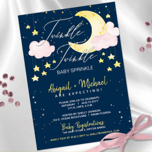 Twinkle Twinkle Little Star Pink Girl Baby Shower Invitation