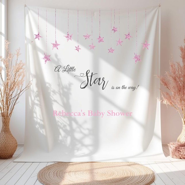 Twinkle Twinkle Little Star Pink Girl Baby Shower Tapestry (Creator Uploaded)