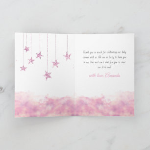 Twinkle Twinkle Little Star Pink Girl Baby Shower Thank You Card