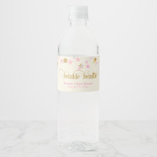 Twinkle Twinkle Little Star Pink & Gold Water Bottle Label