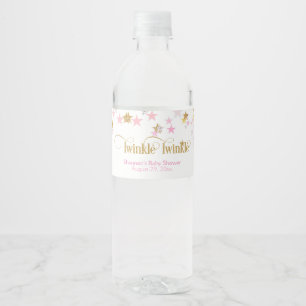 Twinkle Twinkle Little Star Pink & Gold Water Bottle Label