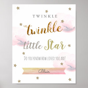 Twinkle Twinkle Little Star Pink Nursery Art Poster