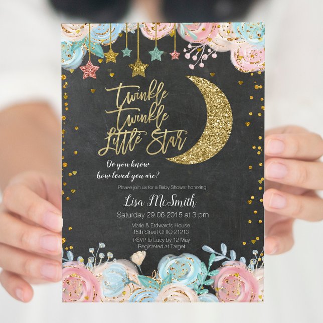 Twinkle Twinkle Little Star Twin Baby Shower Invitation (Creator Uploaded)